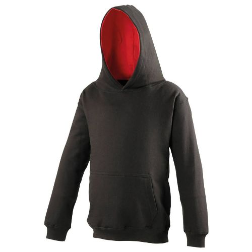 Awdis Just Hoods Kids Varsity Hoodie Jet Black/Fire Red